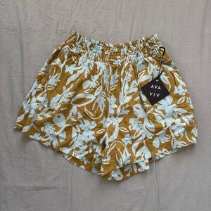 Ava & Viv High Waist Brown and White Shorts